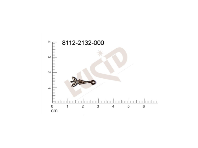 Tvarový výlisek s 1 očkem (svěšovací dírkou) 15.0x7.0mm