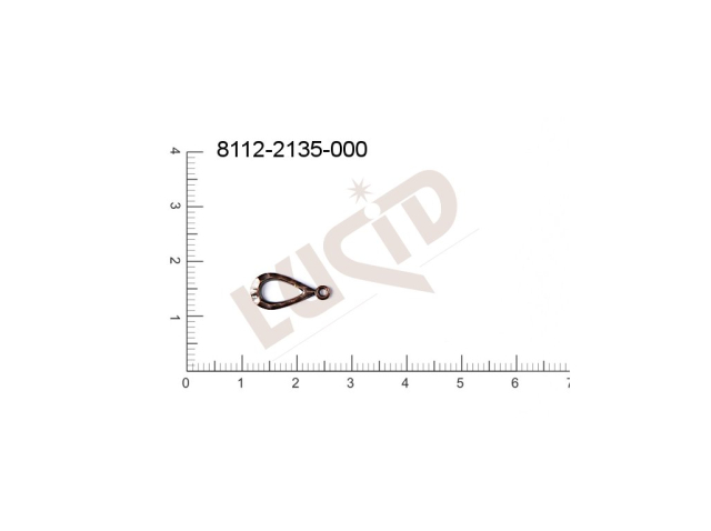 Tvarový výlisek slzy s 1 očkem (svěšovací dírkou) 15.0x7.0mm