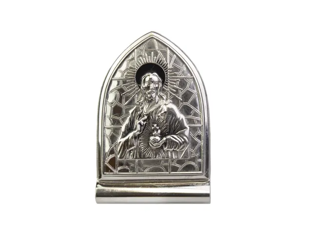 Stand embossed motif Sacred Heart of Jesus, nickel