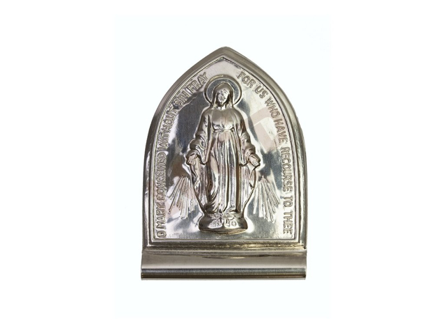 Stand embossed motif Virgin Mary Milagrosa, nickel