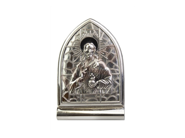 Stand embossed motif Sacred Heart of Jesus, nickel