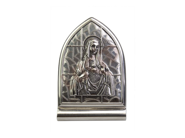 Stand embossed motif Our Lady's Heart, nickel