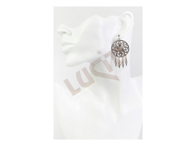 Earrings Filigree large with glass stones - rhodium