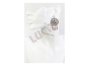 Earrings Filigree large with glass stones - rhodium