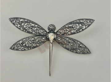 Brooch Dragonfly - antique silver