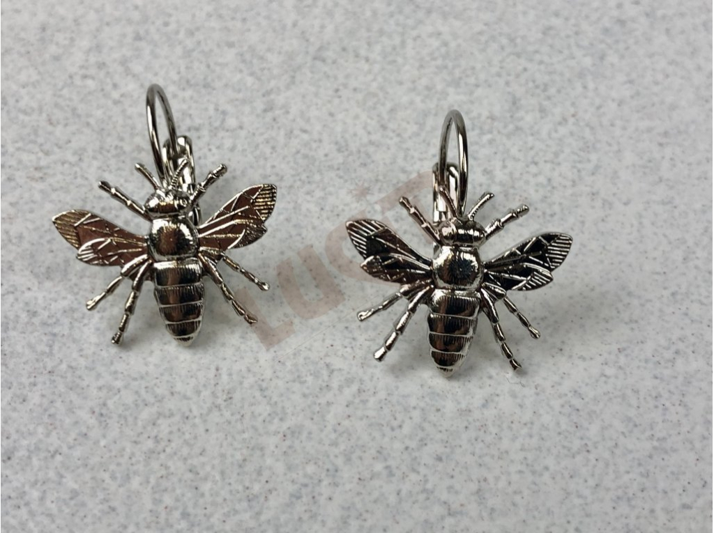 Earrings  Honey bee with clasp - rhodium