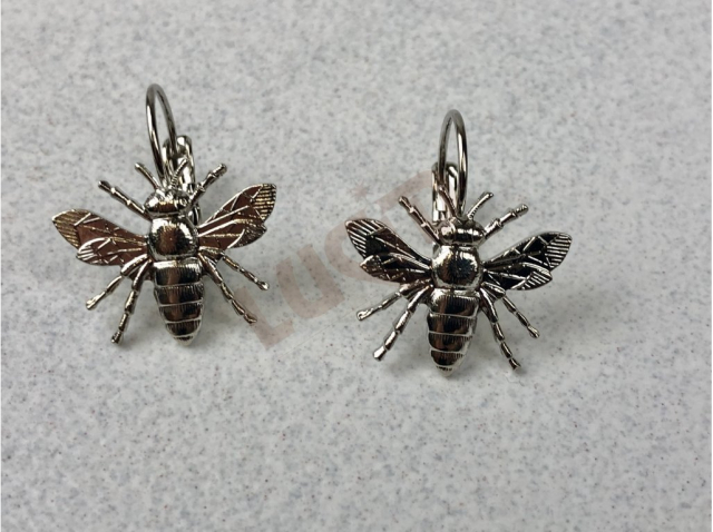 Earrings  Honey bee with clasp - rhodium