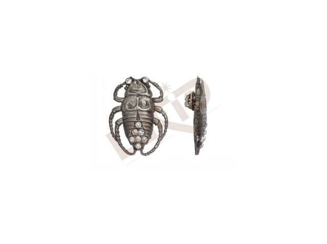 Brooch Scarabeus with glass stones - antique silver