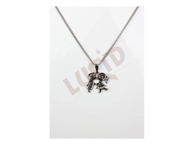 Pendant Boy and girl with chain - rhodium