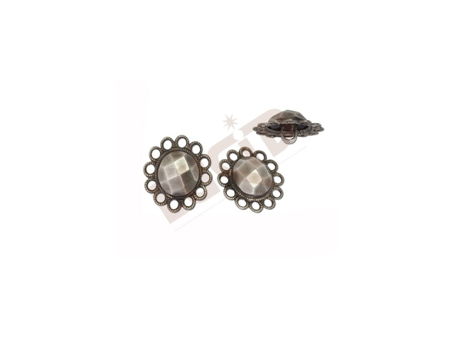 Button decorative - antique silver