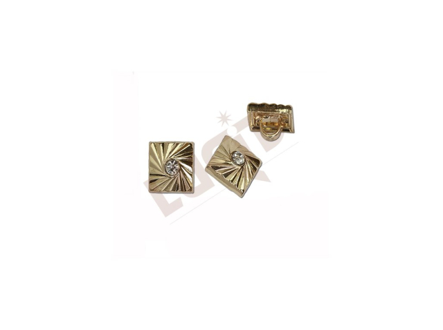 Button Squeare with glass stone - polished brass