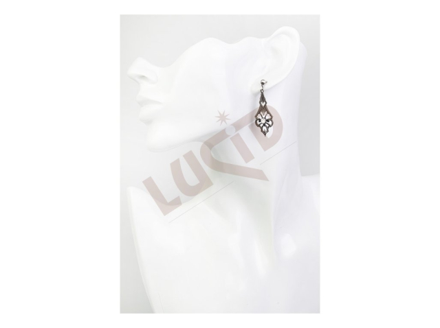 Earrings with glass stone - antique silver
