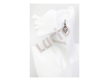 Earrings with glass stone - antique silver