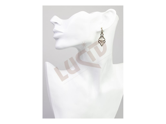 Earrings with glass stone -  polished brass