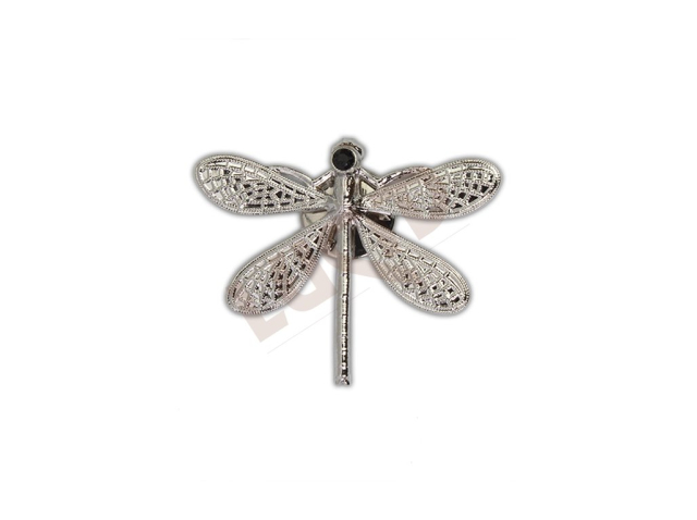 Brooch Dragonfly with glass stones and clutch - rhodium