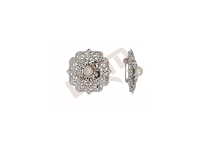 Brooch Filigree flower - rhodium