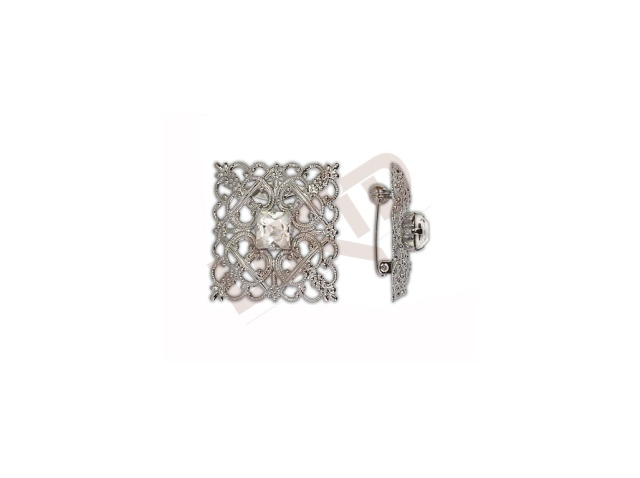 Brooch Square with glass stones - rhodium
