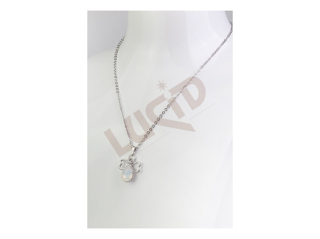 Přívěsek anděl s kamenem na řetízku - rhodium