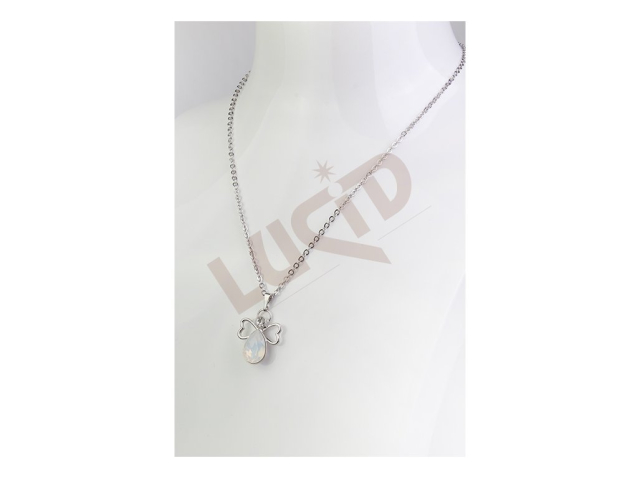 Přívěsek anděl s kamenem na řetízku - rhodium