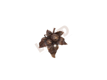 Brooch Grapevine leaf with stones - antique copper
