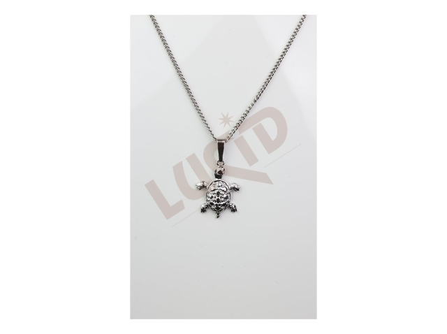 Přívěsek želva s nerez řetízkem - rhodium