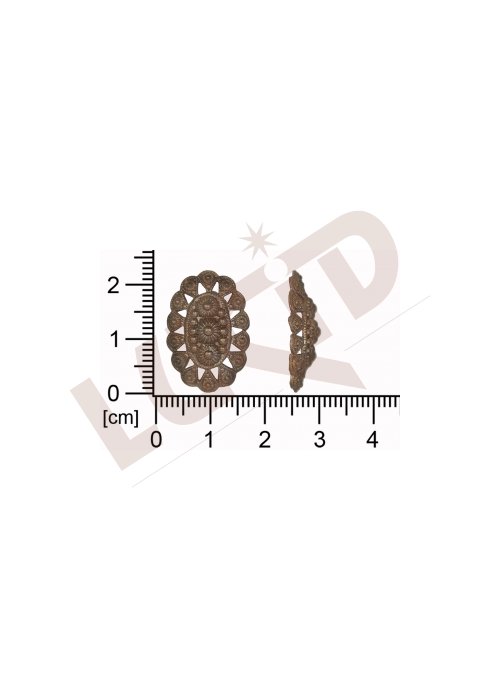 Tvarový výsek  ovál bez oček (svěšovacích dírek) 22.0x15.0mm