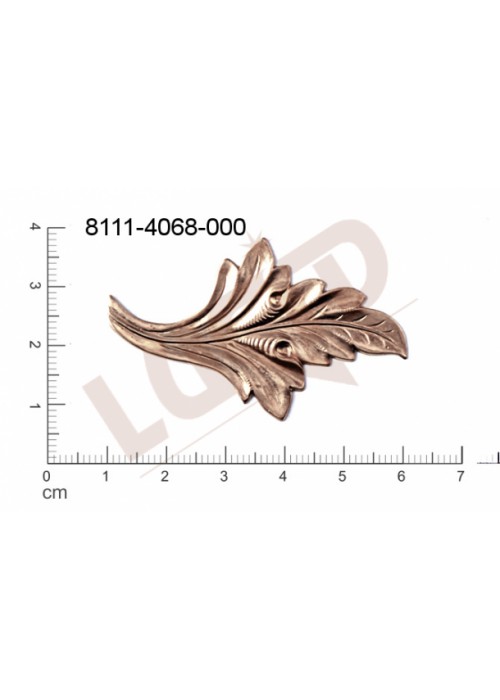 Tvarový výlisek, rostlinné motivy (lístečky) bez oček (svěšovacích dírek) 51.0 x 31.0mm