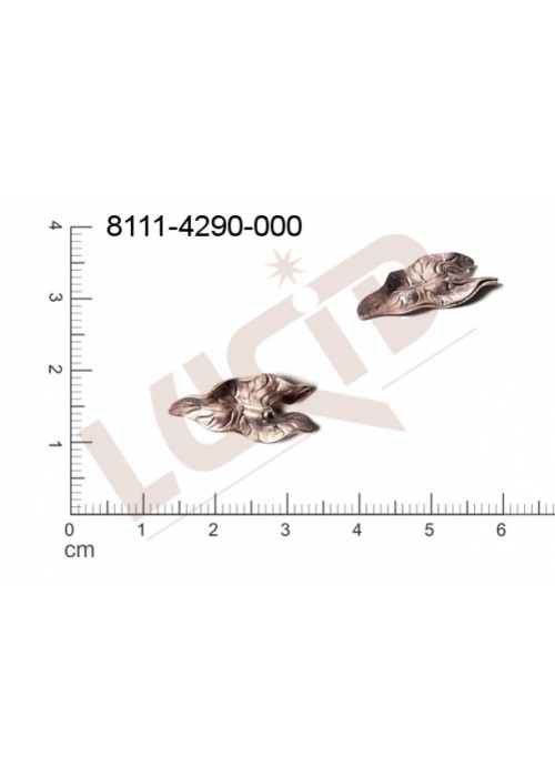 Tvarový výlisek, rostlinné motivy (lístečky) bez oček (svěšovacích dírek) 20.0 x 10.0mm Tvarový výlisek, rostlinné motivy (lístečky) bez oček (svěšovacích dírek) 20.0 x 10.0mm