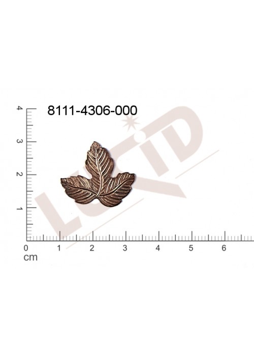 Tvarový výlisek rostlinné motivy lístečky bez oček (svěšovacích dírek) 21.0x22.0mm
