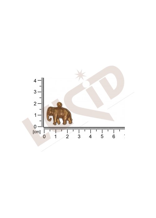 Tvarový výlisek zvířata slon s 1 očkem (svěšovací dírkou) 20.0x18.0mm