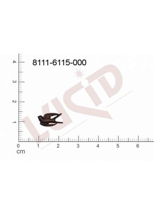 Tvarový výlisek zvířata pták bez oček (svěšovacích dírek) 14.0x7.0mm