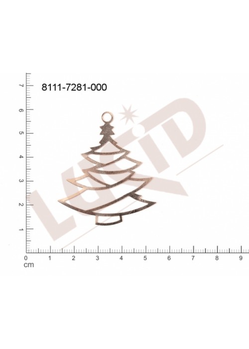 Plochý výsek rostlinné motivy rostliny vánoční stromeček s 1 očkem (svěšovací dírkou) 49.0x40.0mm