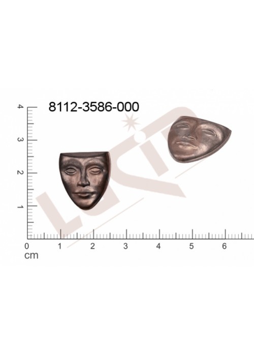 Tvarový výlisek hlavy, lidské tělo bez oček (svěšovacích dírek) 18.0x15.0mm