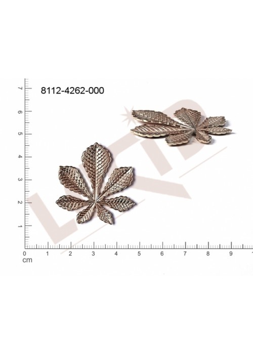 Tvarový výlisek rostlinné motivy lístečky bez oček (svěšovacích dírek) 35.0x30.0mm