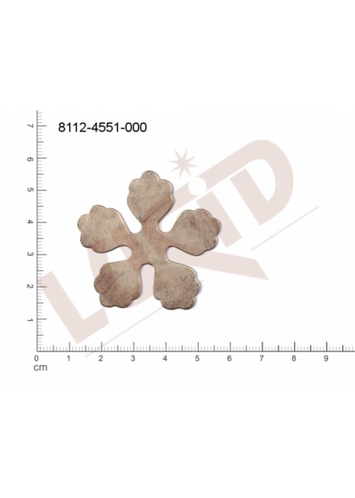 Plochý výsek rostlinné motivy kytky, květinové motivy bez oček (svěšovacích dírek) 45.0mm