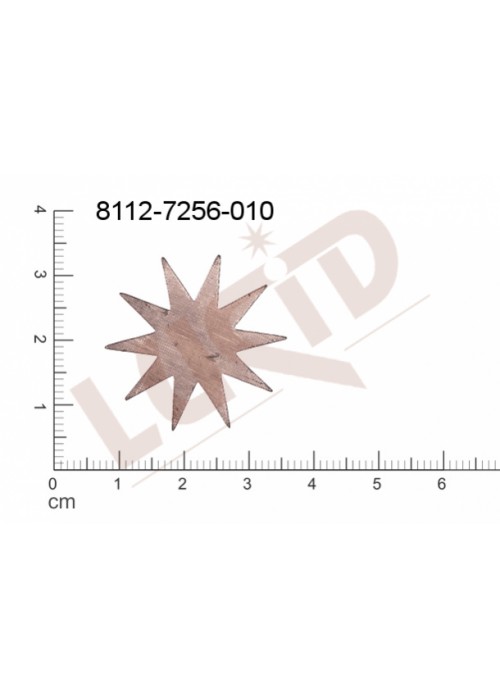 Plochý výsek hvězda bez oček (svěšovacích dírek) 29.0x29.0mm