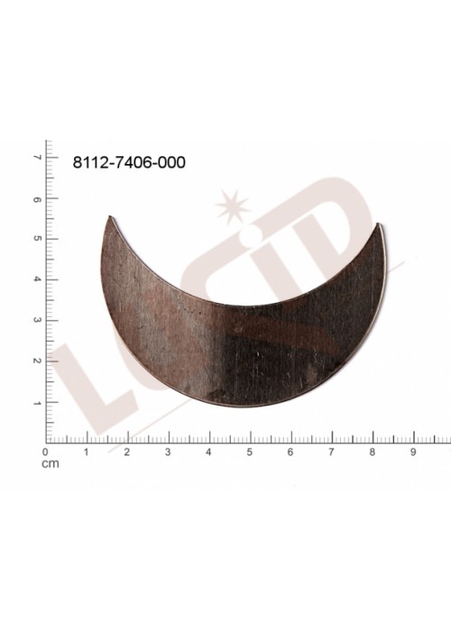 Plochý výsek půlměsíc bez oček (svěšovacích dírek) 70.0x25.0mm