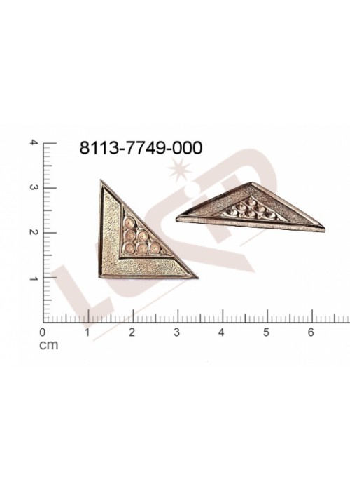 Tvarový výlisek trojúhelník bez oček (svěšovacích dírek) 31.0x16.2mm