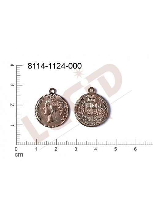 Tvarový výlisek ozdobné penízky, medaile s 1 očkem (svěšovací dírkou) 17.0x