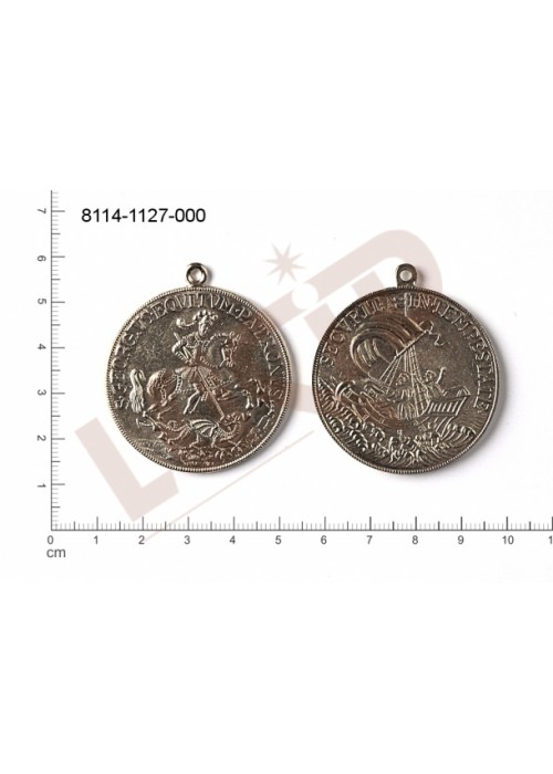 Tvarový výlisek ozdobné penízky, medaile s 1 očkem (svěšovací dírkou) 40.0x