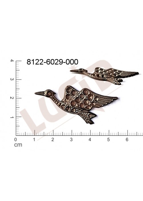 Tvarový výlisek zvířata pták bez oček (svěšovacích dírek) 45.0x25.0mm