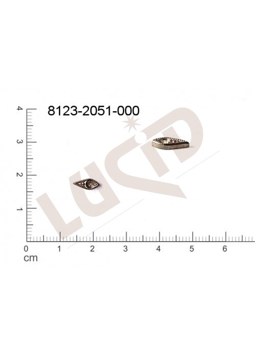 Tvarový výlisek slzy bez oček (svěšovacích dírek) 8.0x4.0mm