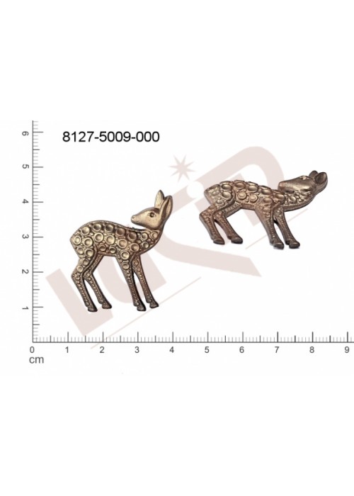 Tvarový výlisek zvířata jelen bez oček (svěšovacích dírek) 31.0x28.3mm