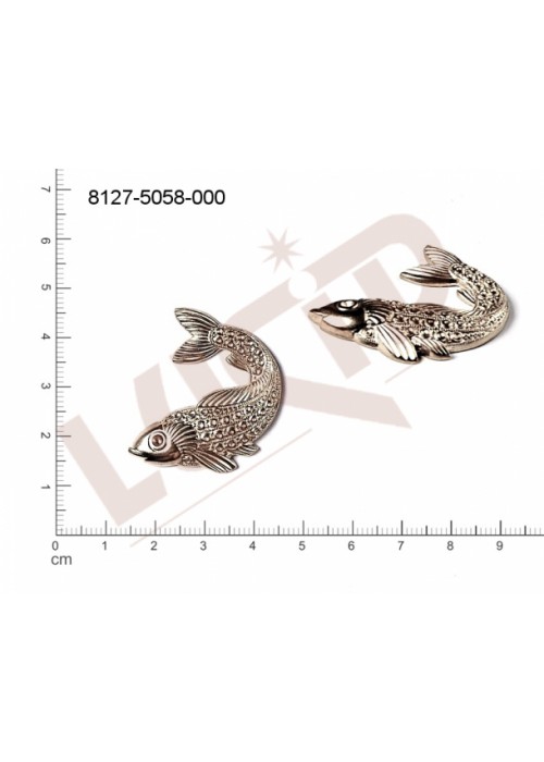 Tvarový výlisek zvířata ryby bez oček (svěšovacích dírek) 35.0x30.0mm