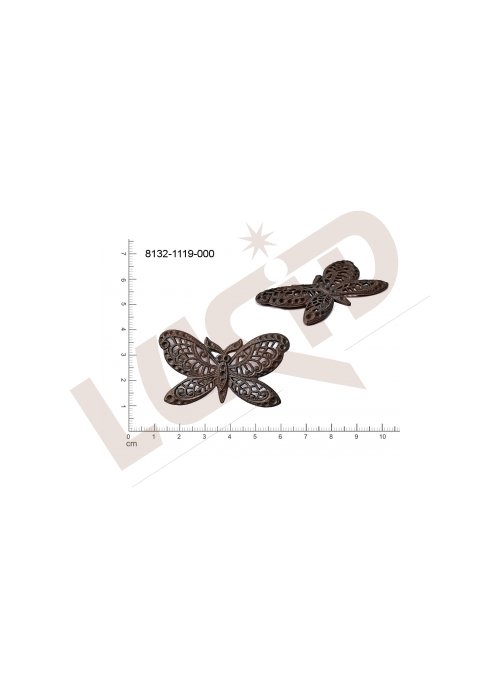 Filigrán, tvarový výlisek, zvířata, motýl, 51x30mm, prořezávaný, tvarovaný