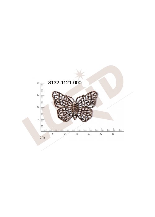 Filigrán, tvarový výlisek, zvířata, motýl, 39x26mm, prořezávaný, tvarovaný