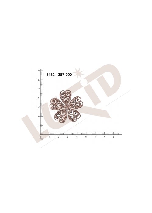 Filigrán, tvarový výlisek, rostlinné motivy kytky, květinové motivy bez oček (svěšovacích) 39.0mm