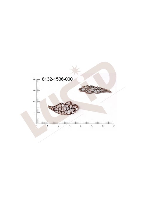 Filigrán, tvarový výlisek, rostlinné motivy lístečky bez oček  28.0x13.0mm