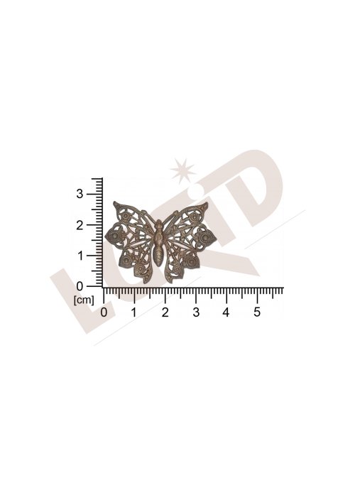 Filigrán, tvarový výlisek, zvířata, motýl, bez oček  prořezávaný 37.0x27.0mm