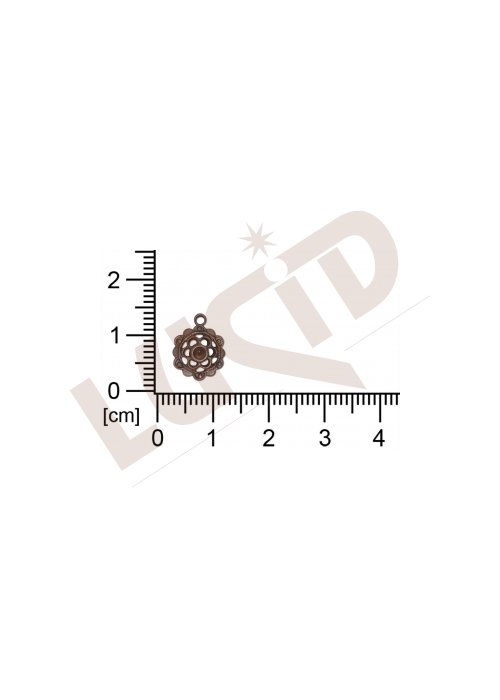 Filigrán, tvarový výlisek, kulatý s 1 očkem  prořezávaný 12.0x9.0mm